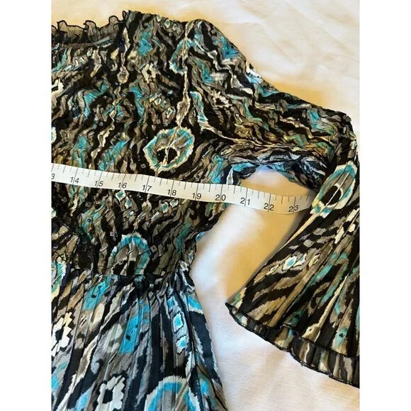 Vintage Alberto Makali Size XL Multicolor Lace Trim Long Sleeve Top Blouse - Picture 9 of 11